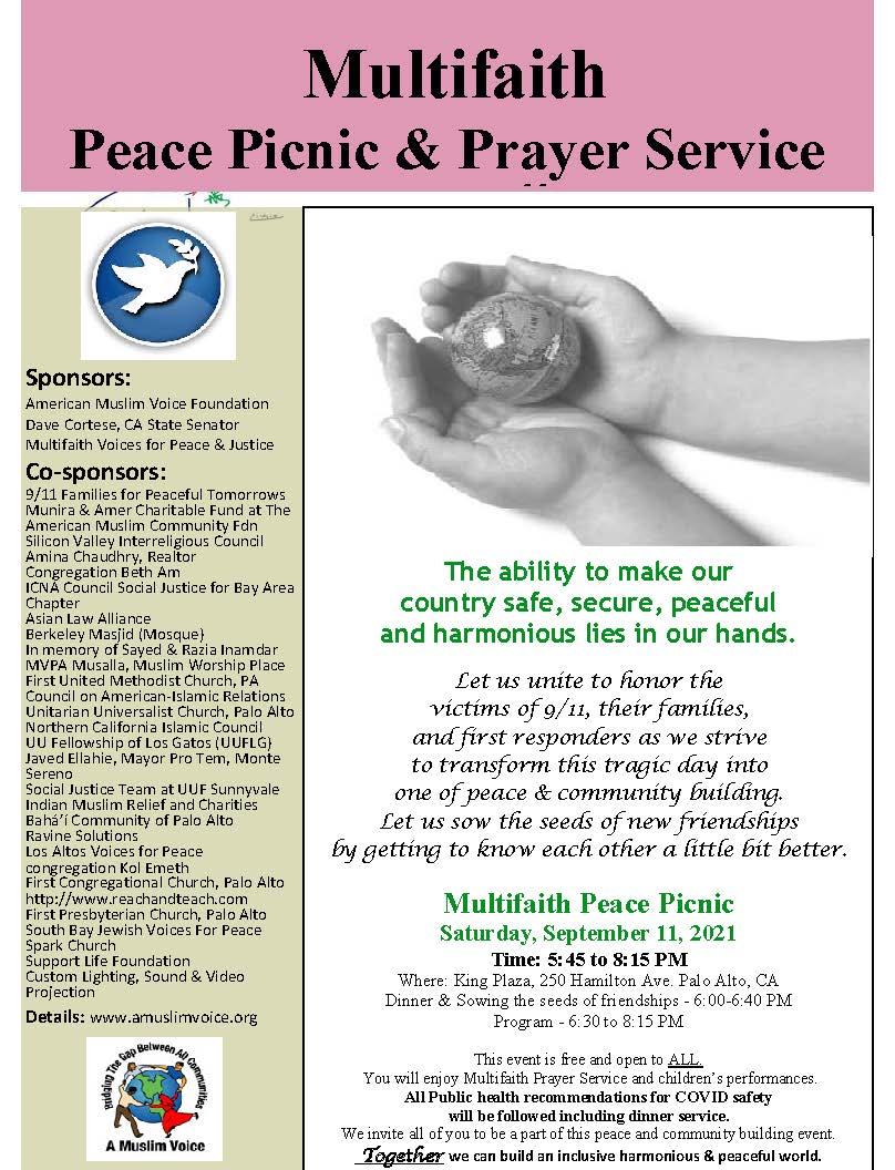 2021 Multifaith peace picnic flyer